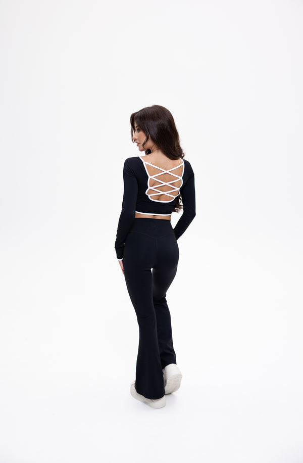 Longsleeve sportowy z otwartymi plecami BRIVA Noir